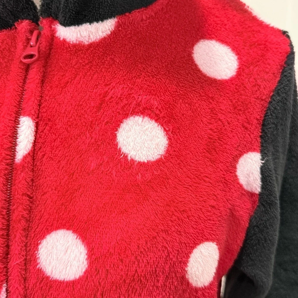 Disney Minnie Mouse Women’s Onesie Pajamas Medium Jumpsuit Red Polka Dot Costume - Picture 11 of 11